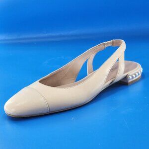 STUART WEITZMAN Cream Leather Pearls Slingback Sandals